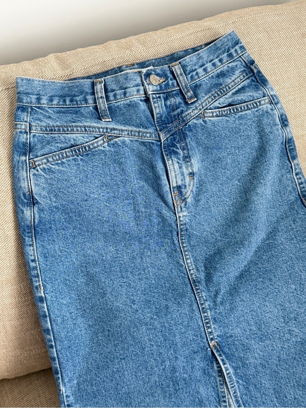 Mango Light Blue Denim Maxi Skirt